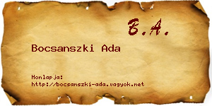 Bocsanszki Ada névjegykártya